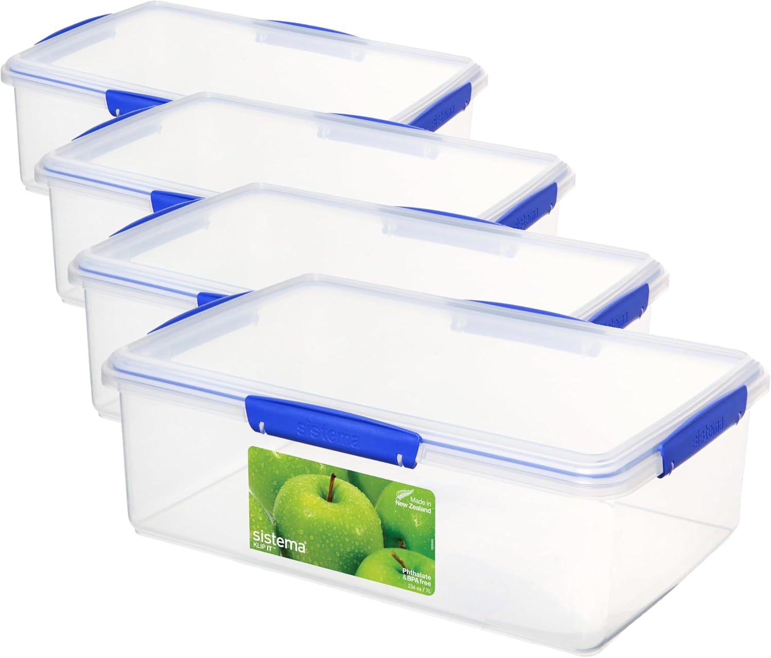 Sistema KLIP IT Large 7L Food Storage Container, Airtight & Stackable, Dishwasher, Freezer, & Microwave-Safe, BPA-Free
