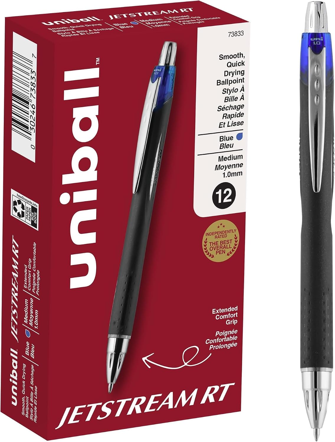 uniball™ Jetstream RT Ballpoint Pens, Black, 1.0mm Medium Point, 12 Count