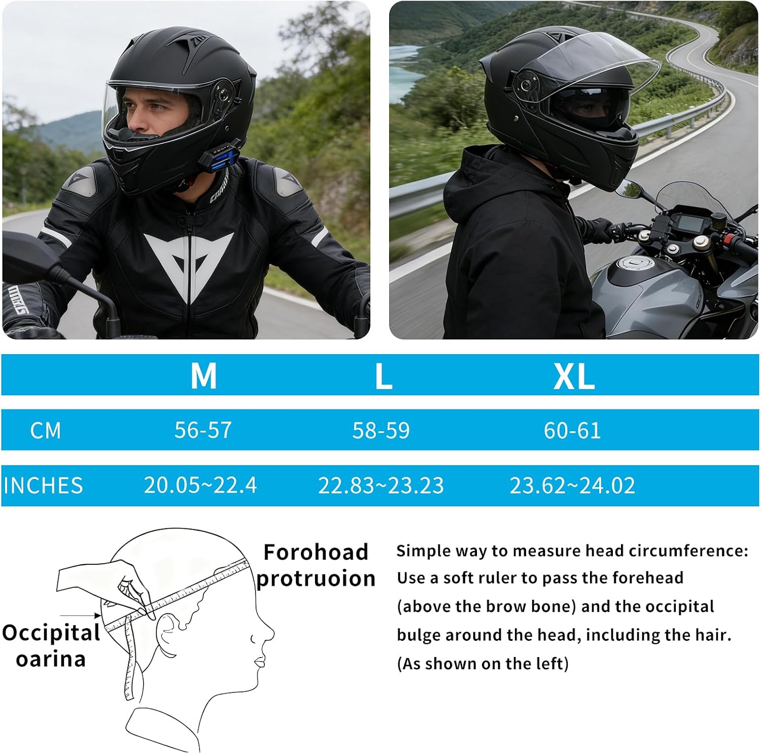 Bluetooth Modular Motorcycle Helmets with Tail Lights, DOT Certified Flip-Up Dual Visor Full Face Helmets for Men & Women Moto ATV UTV Snowmobile ADV Four Wheeler Street Bike