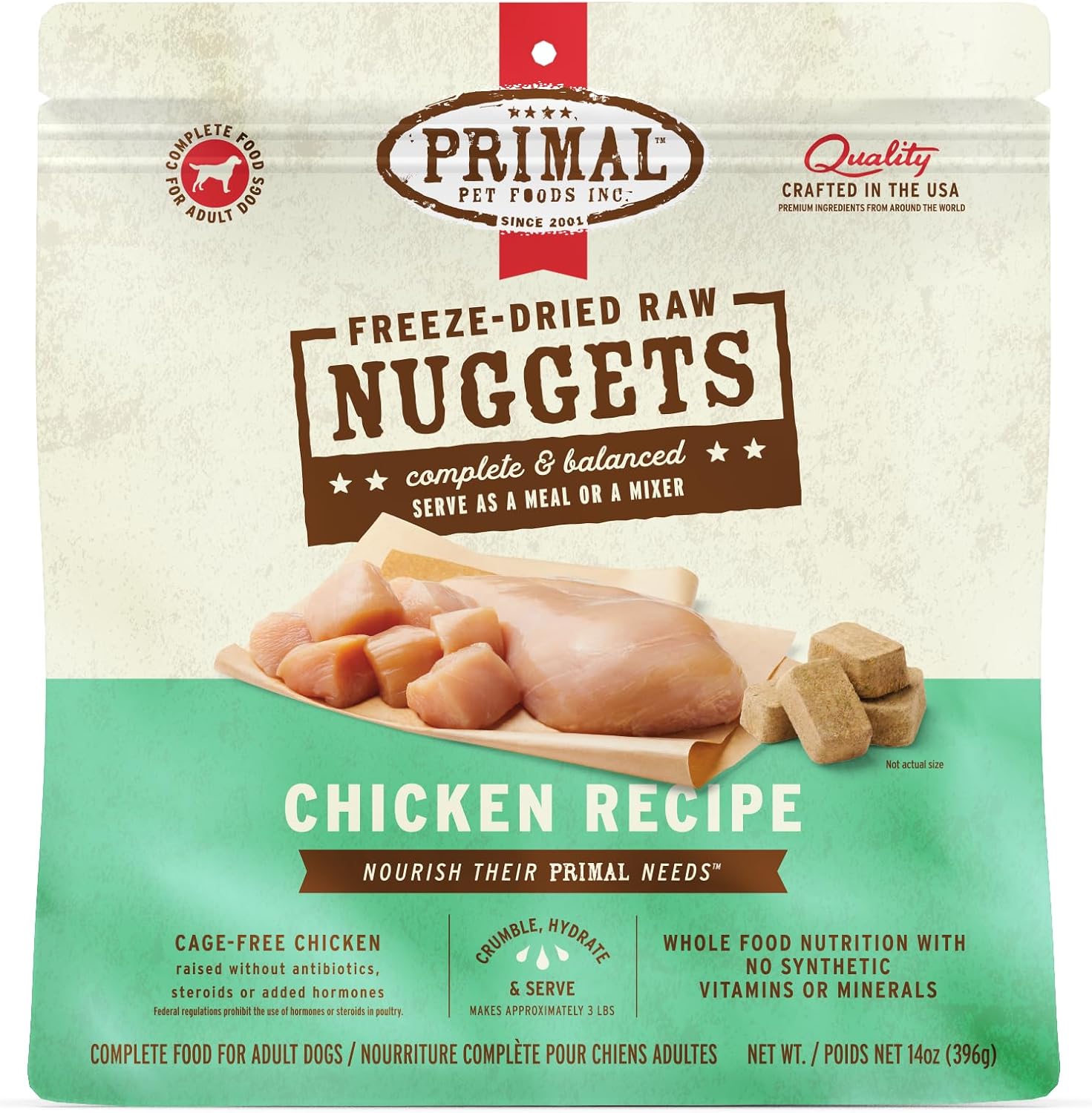 Primal Freeze Dried Raw Dog Food Nuggets, Beef, 14 oz | Complete & Balanced Nutrition, Meal, Topper or Treat, Grain-Free, High Protein, No Synthetic Vitamins & Minerals