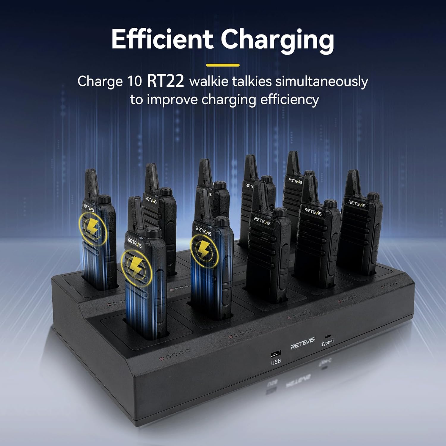 Retevis RT22 Walkie Talkies Long Range Rechargeable for Adults (20 Pack) | Compact & Lightweight Two-Way Radios For K-12 & Retail, Comfortable for All-Day Wear, Loud & Clear Audio, 10-Hour Battery