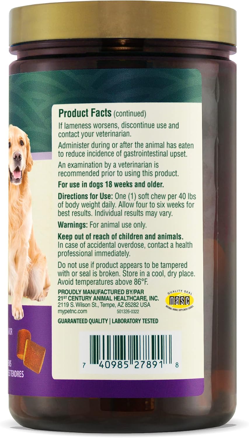 PetNC Natural Care Hip and Joint Soft Chews for Dogs, 90 Count - 27591 | Glucosamine Chondroitin MSM Dog Chews with Hyaluronic Acid, Liver Flavored Bone & Joint Support Supplement, For All Breeds