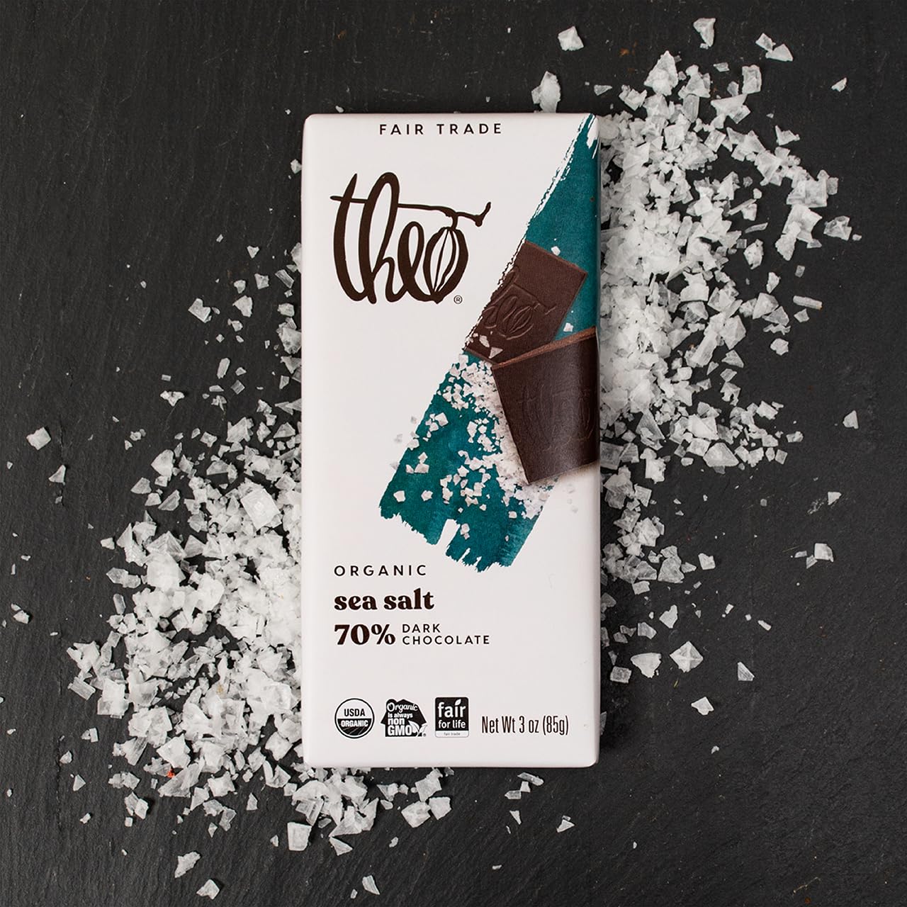 Theo Mint Organic Dark Chocolate Bar, 70% Cacao, 1 Bar | Vegan, Fair Trade