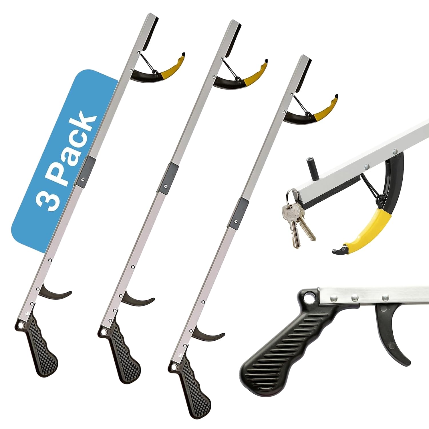 Sammons Preston Reacher, 32" Grabber Tool for Seniors, Magnetic Tip, Silver | Lightweight grabber reacher tool with magnetic tip, ergonomic grip and claw jaw, a reaching aid for seniors