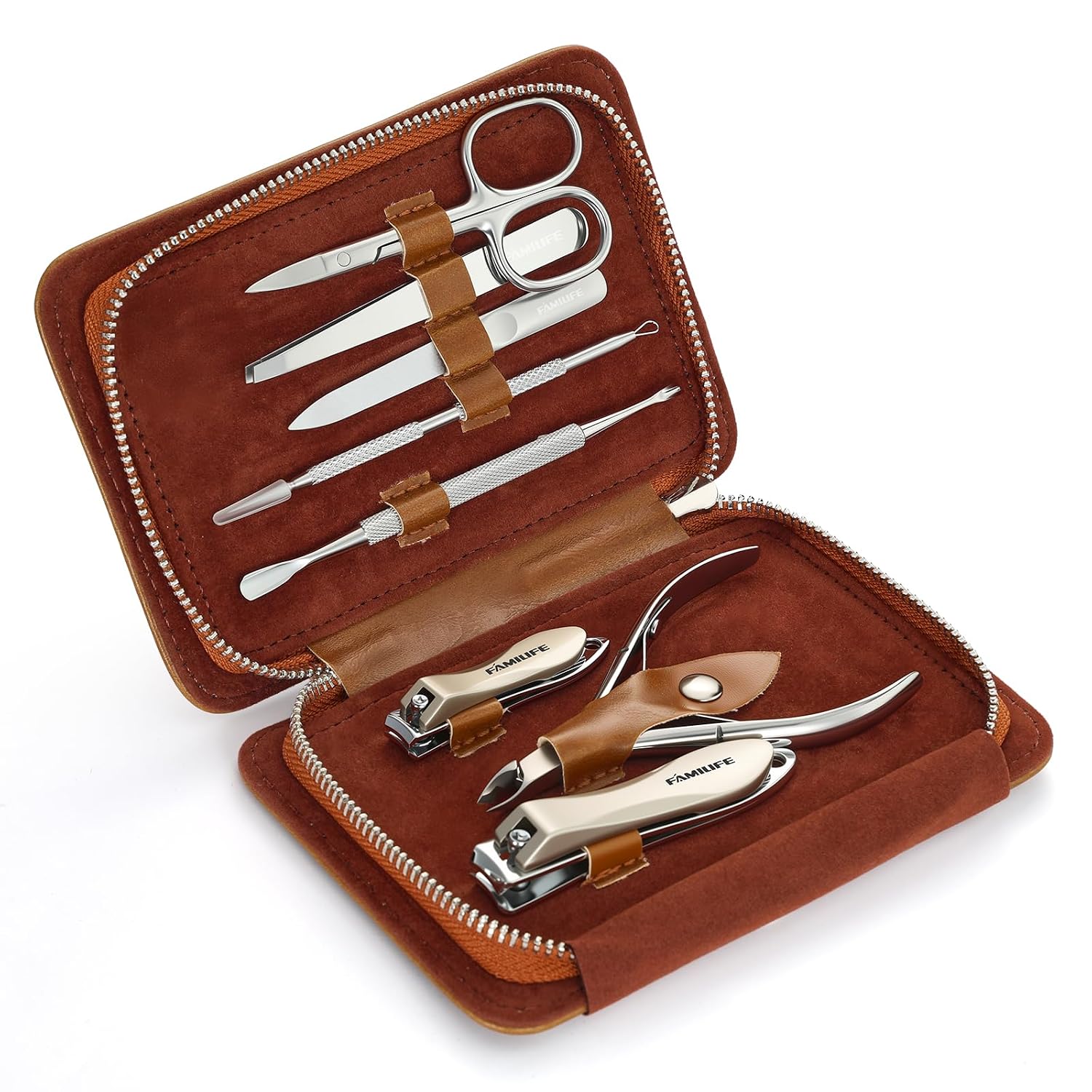 FAMILIFE Stainless Steel Manicure Set 11-in-1 Professional Nail Clipper Kit