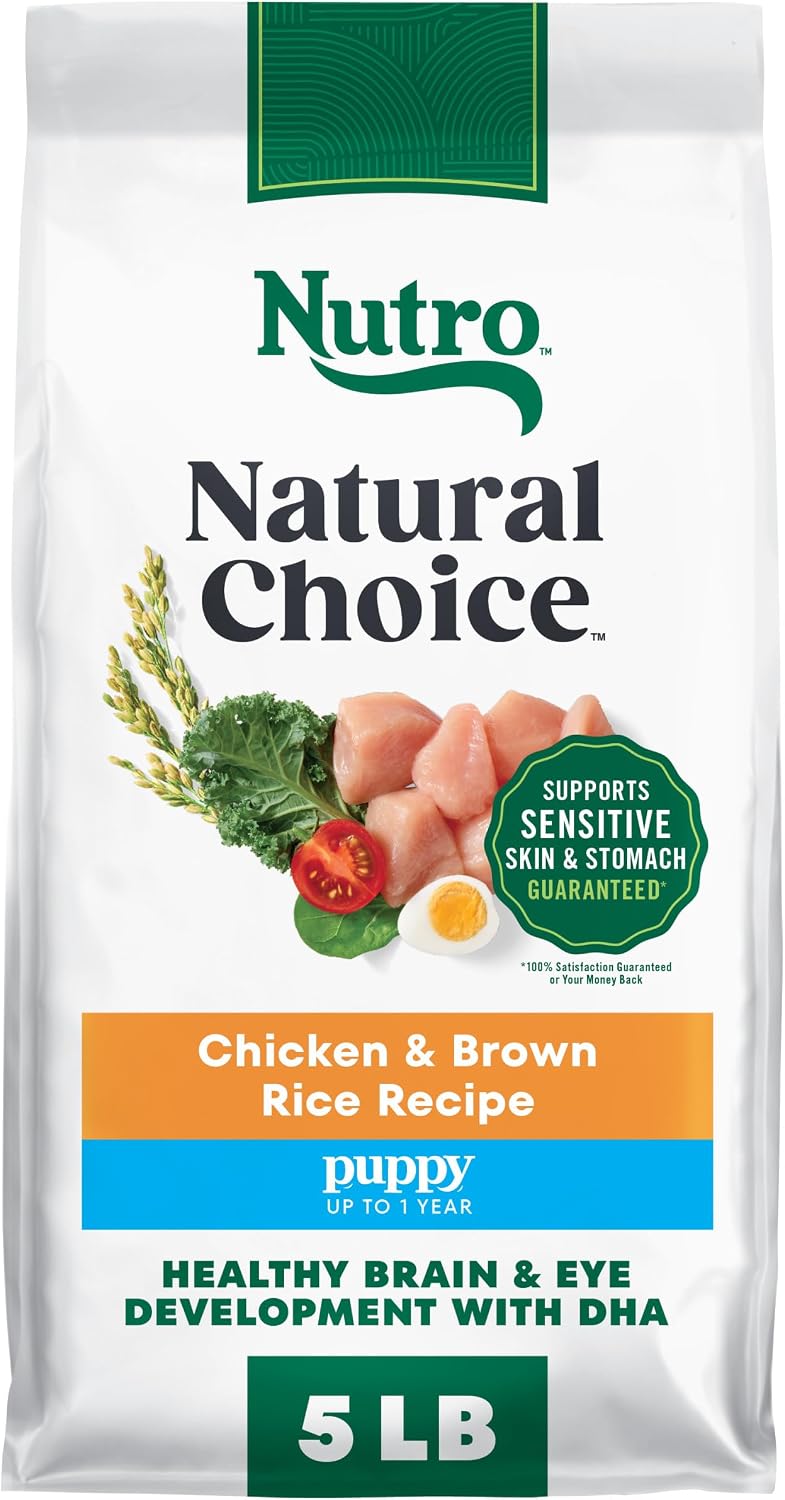 Nutro Natural Choice Puppy Dry Dog Food, Chicken & Brown Rice, 5 lb | Real chicken #1 ingredient, supports brain & eye development, healthy bones & muscles, non-GMO, made in USA