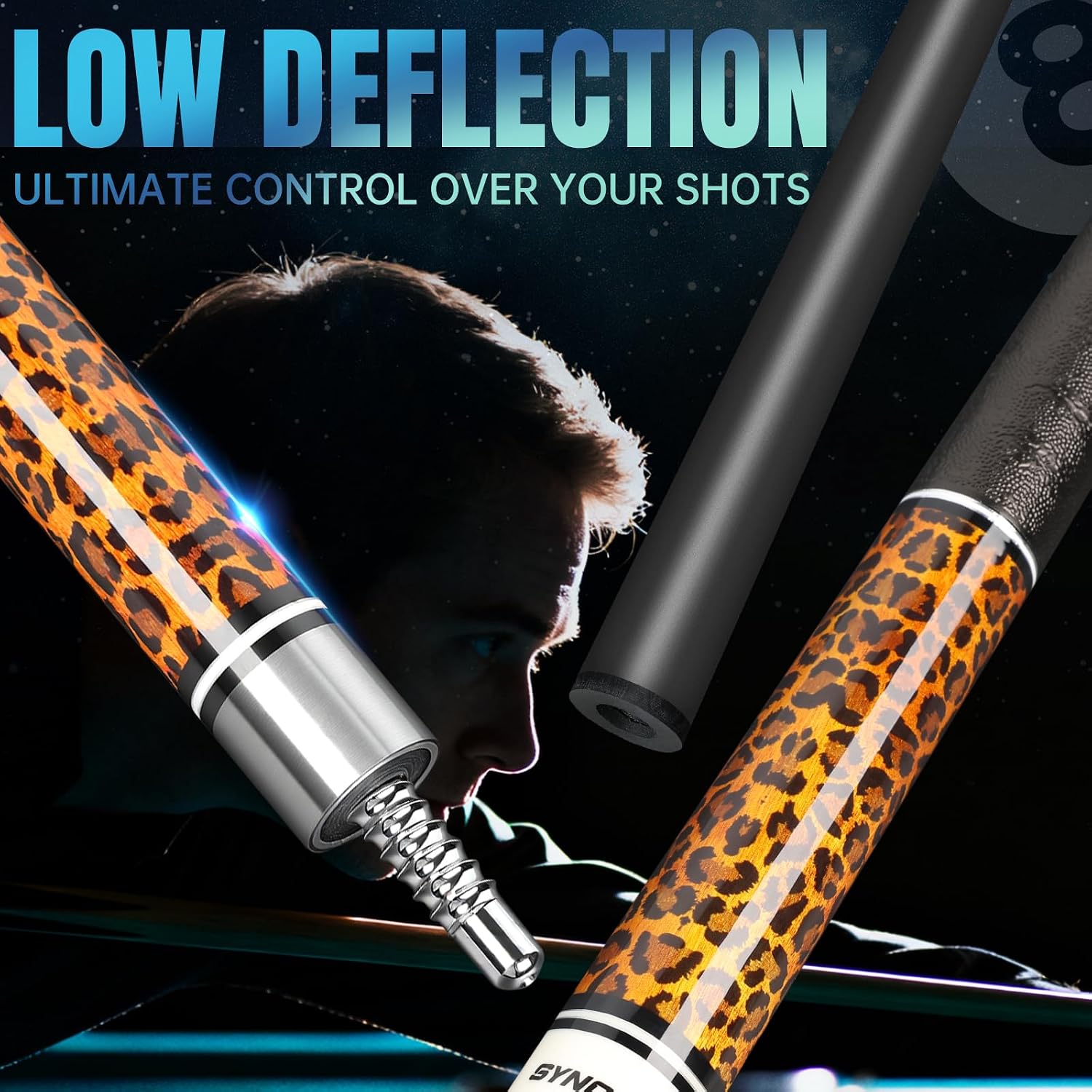 Carbon Fiber Pool Cue Stick 58" Professional Pool Sticks for Adults Full Carbon Technology Low Deflection Pool Cue Billiard Cues with 12.5mm Tip