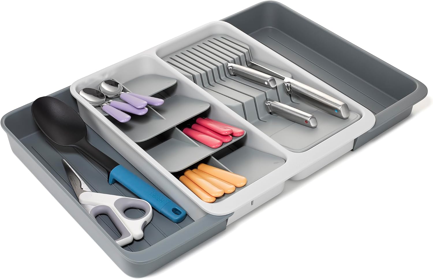 Joseph Joseph DrawerStore Knife Organizer, holds up to 9 knives, Kitchen Organization & Drawer Storage – Compact, Gray