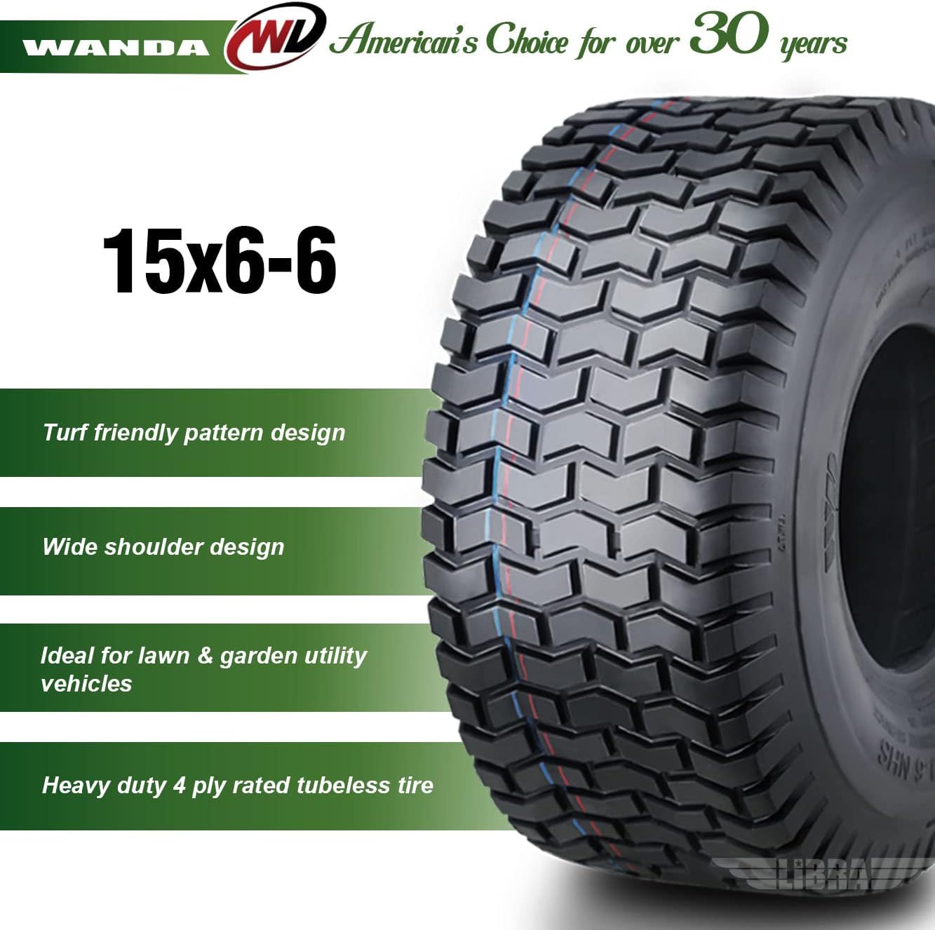 WANDA Set 4 Lawn Mower Turf Tires 16x6.5-8 & 23x10.5-12 /4PR -13019/13049 | Riding Lawn Mover, Garden Tractor