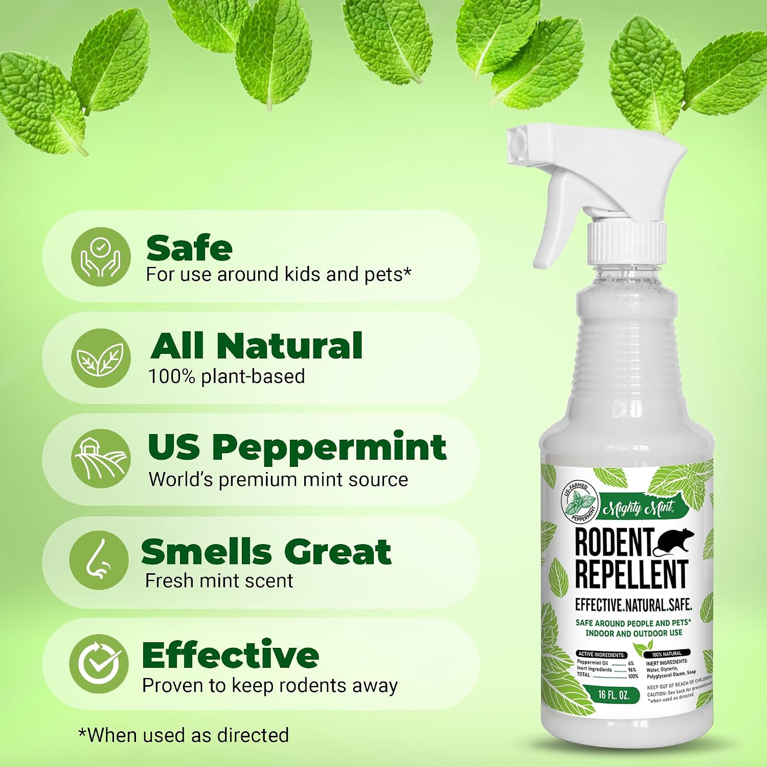 Mighty Mint Peppermint Oil Rodent Repellent Spray, 16 oz