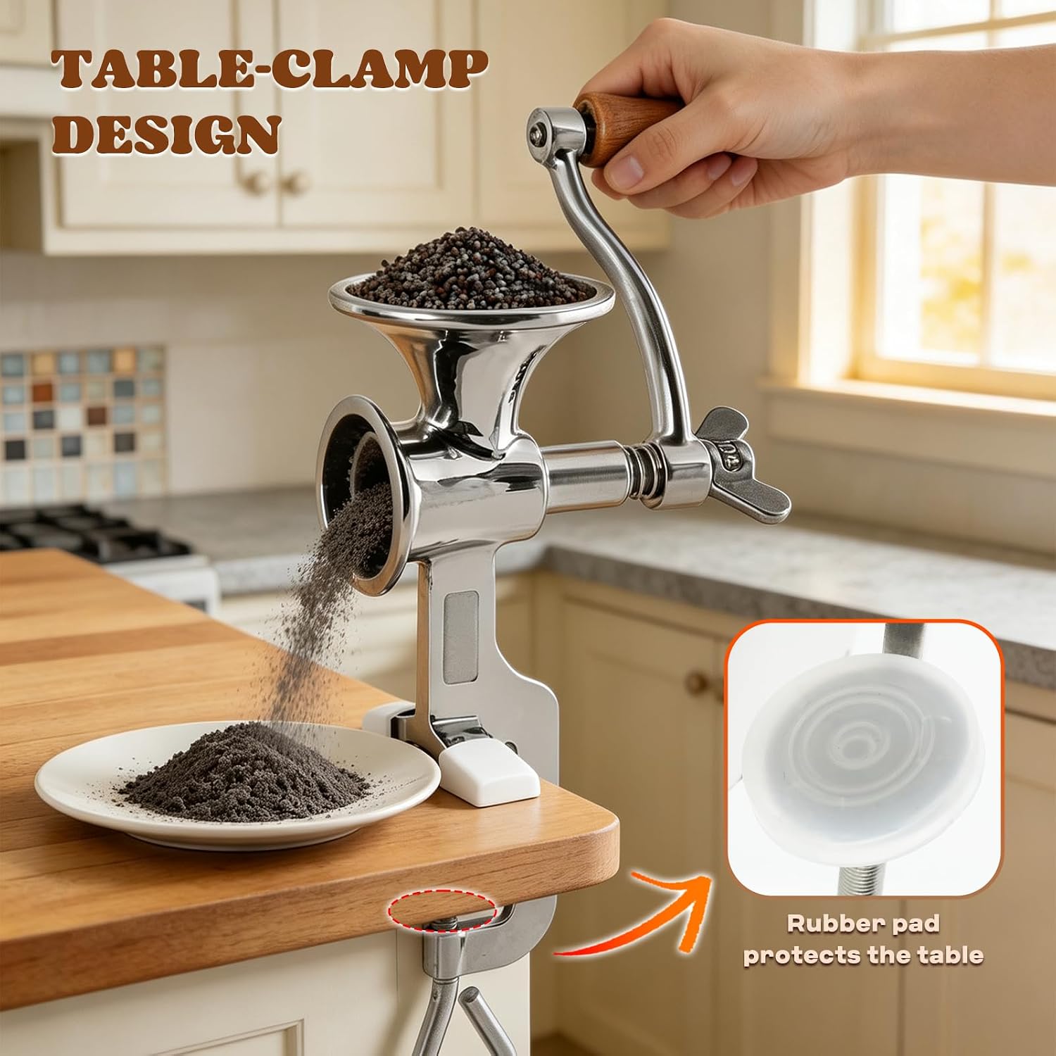 Moongiantgo Hand Crank Poppy Seed Grinder Mill Stainless Steel