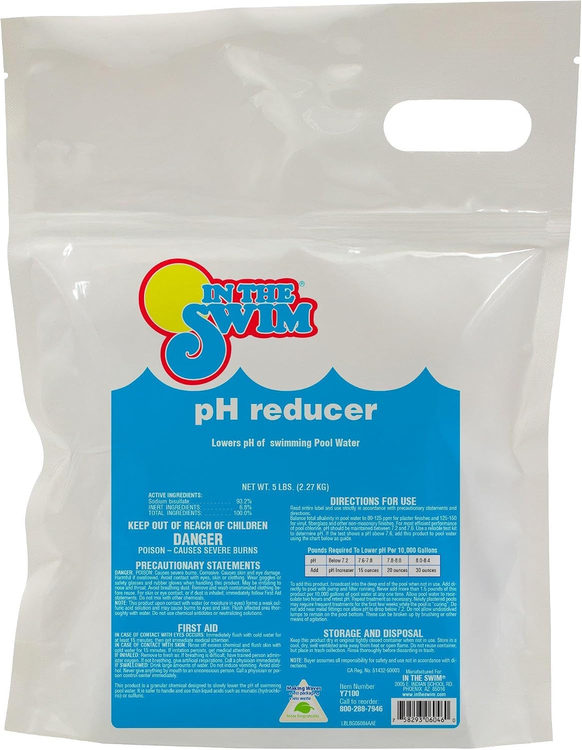 In The Swim pH Reducer for Swimming Pools, Spas, and Hot Tubs - 30 Pounds | Lowers Alkalinity - Prevents Cloudy Water - Balances Water - 90% Sodium Bisulfate