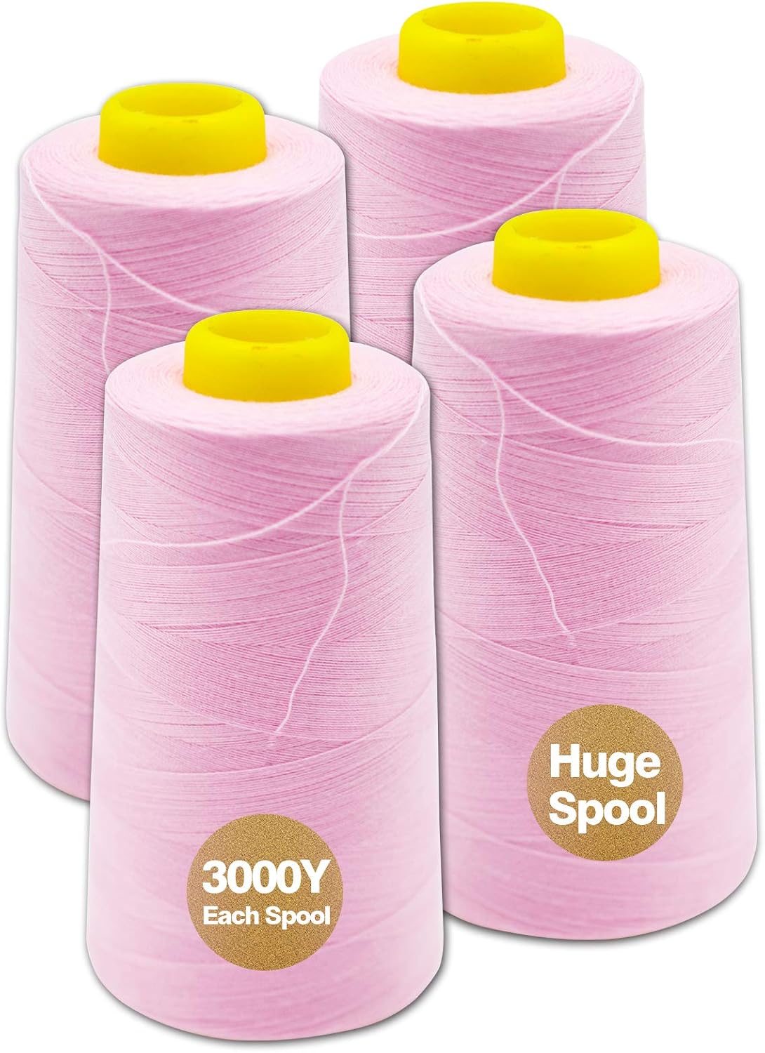 Black Serger Thread, All-Purpose Thread for Sewing, Polyester, 4 Cones of 3000 Yards Each Spool for Sewing Machine
