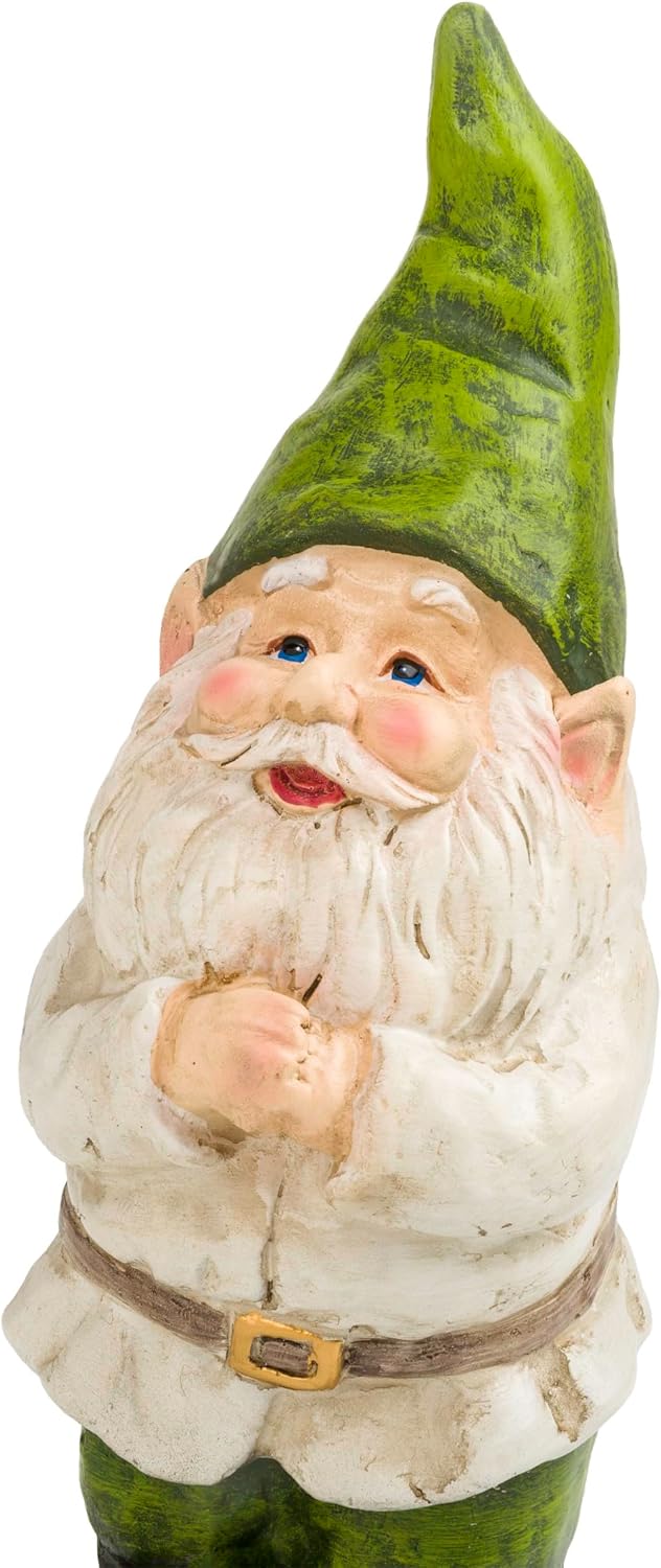 Alpine Corporation 12" Tall Traditional Outdoor Garden Gnome Yard Statue Decoration