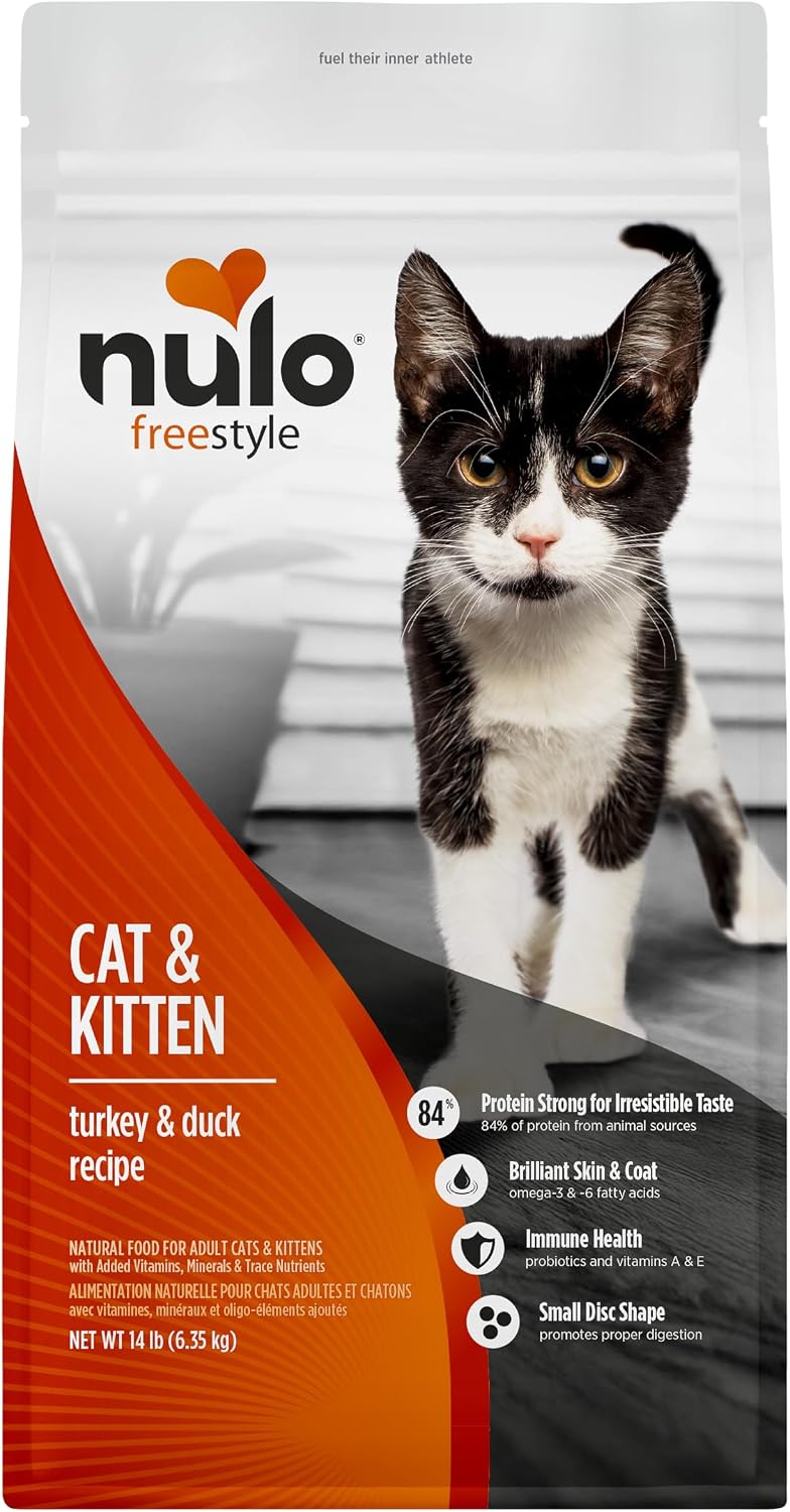 Nulo Freestyle Cat & Kitten Dry Food - Turkey & Duck Recipe, High Protein Grain Free Cat Food, Natural Kibble with Probiotics & Omega Fatty Acids