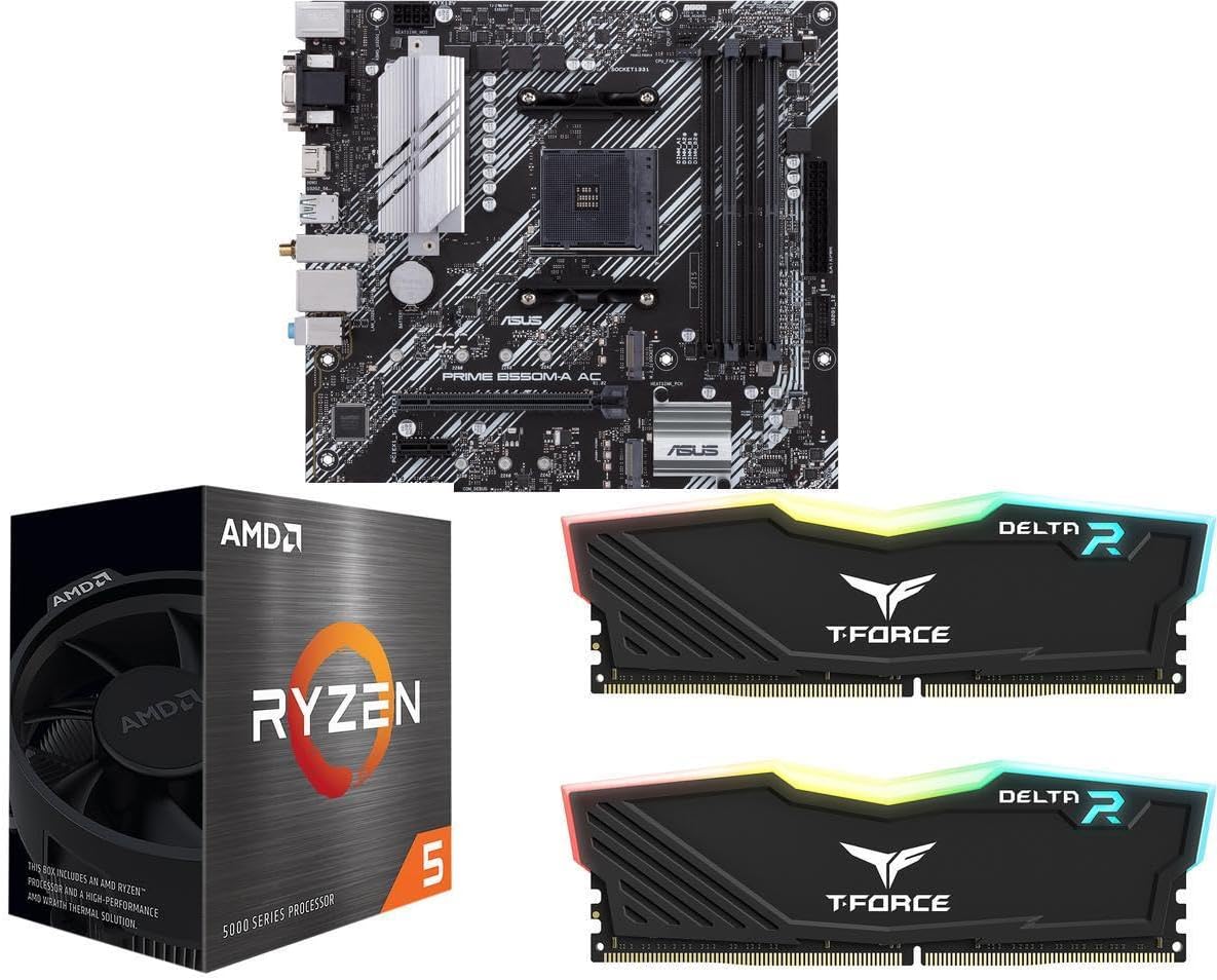 NEWEGG Motherboard CPU Memory Combo - B550M Micro ATX Motherboard Bundle with Ryzen 5 5500 6-Core 3.6 GHz CPU and 16GB (2 x 8GB) 288-Pin PC RAM DDR4 3600 Desktop Memory