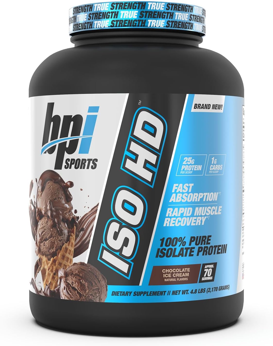 BPI Sports ISO HD Isolate Protein Powder – 100% Whey Isolate, Protein Powder for Muscle Gain - Chocolate Brownie, 5.4 Pounds - 69 Servings