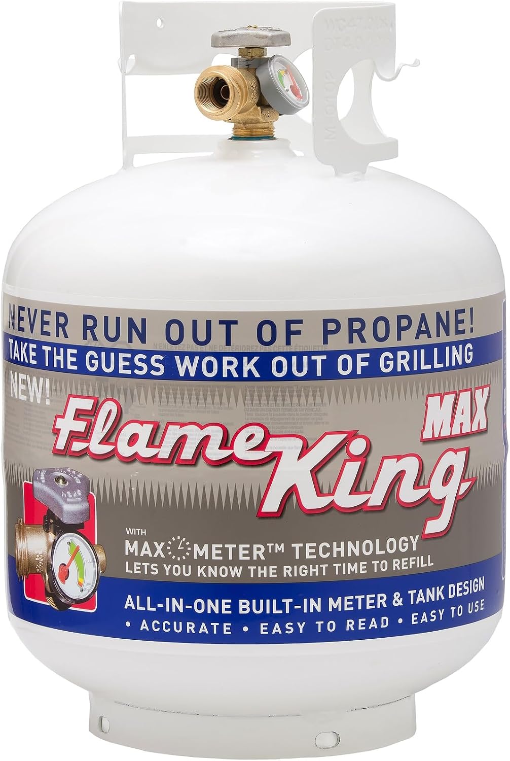 Flame King 20LB Steel Propane Tank Cylinder with Overflow Protection Device Valve and Built-in Gauge, Great for Grills and BBQs