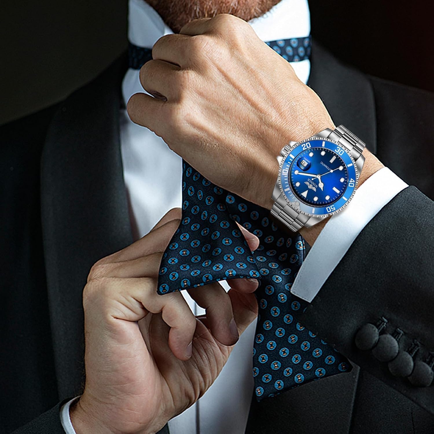 MASTOP Mens Automatic Mechanical Watches Stainless Steel Waterproof Luxury Watch for Men Reloj Automático para Hombre