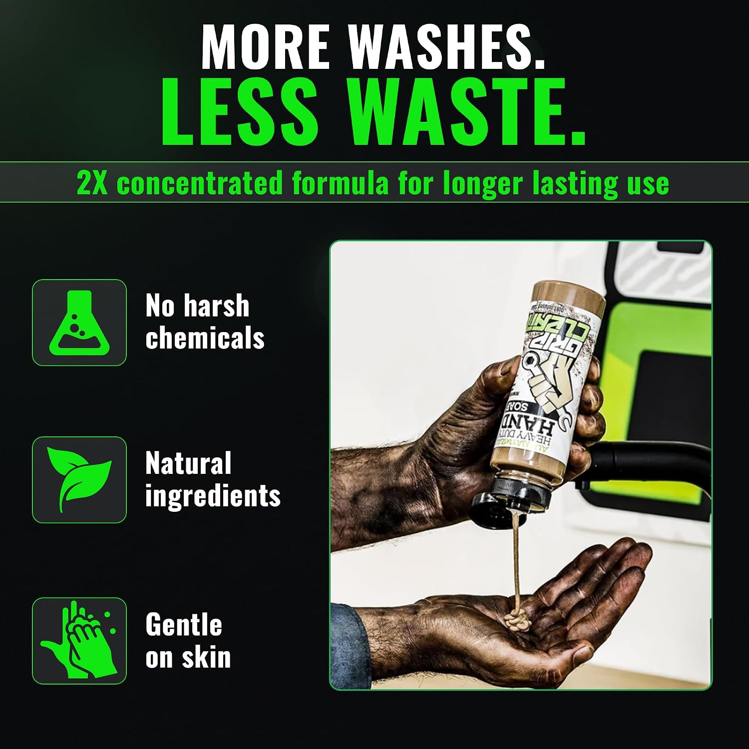 Grip Clean Heavy Duty Hand Cleaner For Mechanics, Natural Pumice, 64 Oz | Clay Infused, Grease, Oil, Grime Remover, Moisturizing Coconut Olive Oils, Lime Scent, For Shop, Garage, Industrial Use
