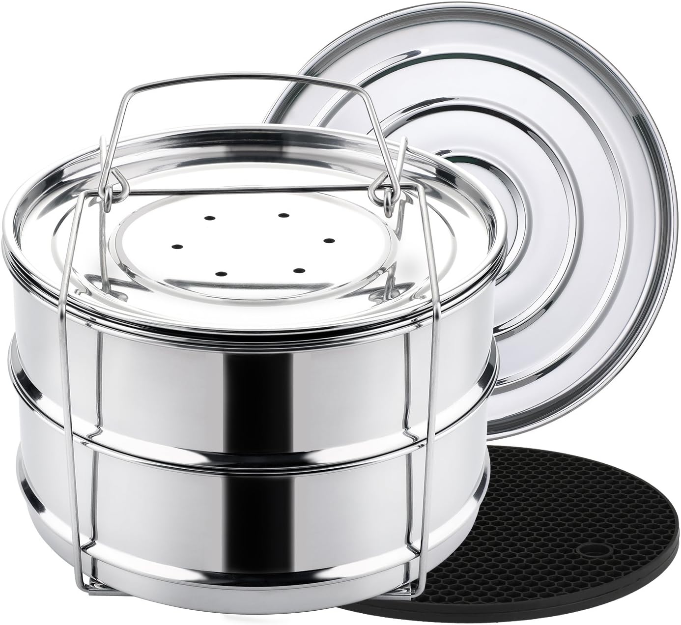 Aozita Stackable Steamer Insert Pans with Sling for Instant Pot Accessories 6/8 qt - Pot in Pot, Baking, Casseroles, Lasagna Pans