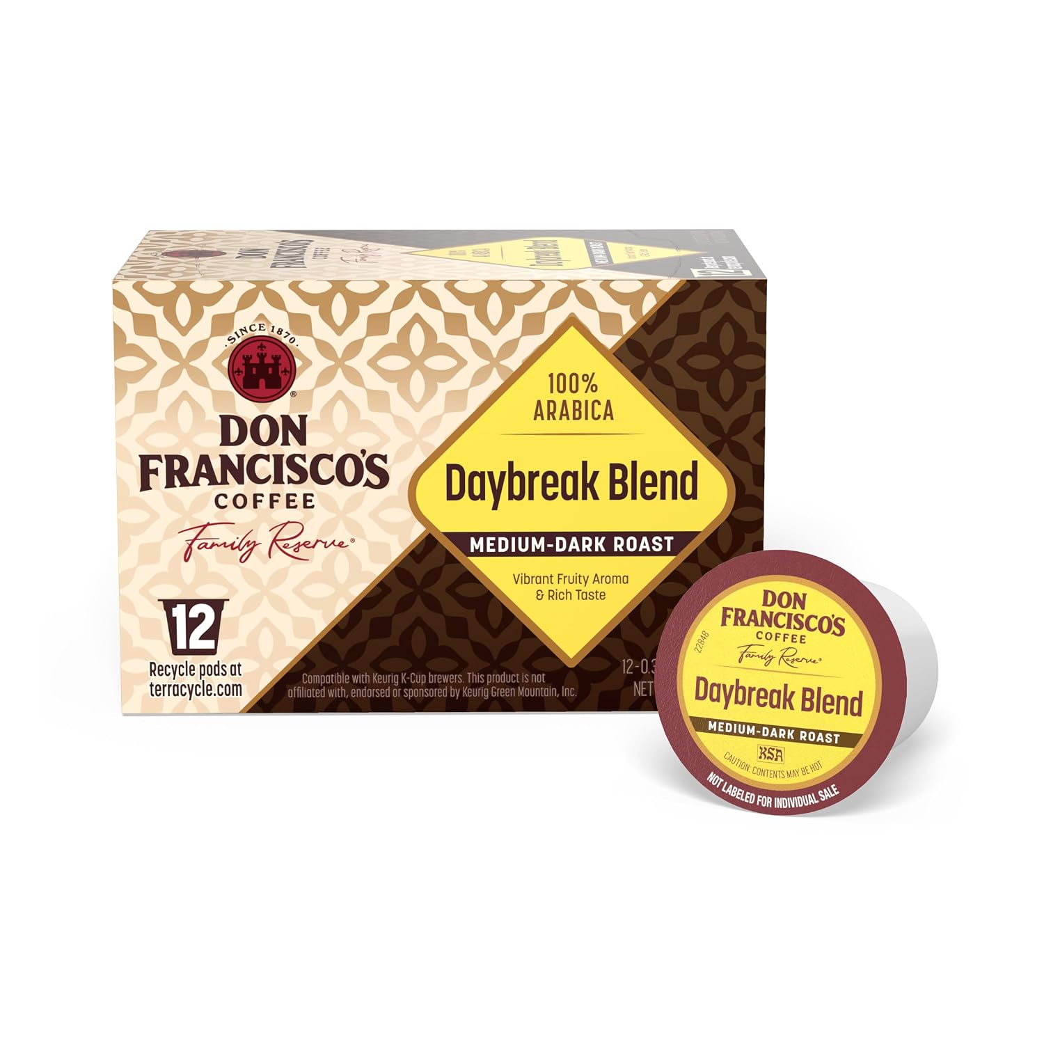 Don Francisco's Kona Blend Single Serve Coffee Pods, Medium Roast, 24ct | Compatible with Keurig Coffee Pod Brewers, 100% Arabica Coffee, Convenient Single Serve Brewing, Fresh Brew in Every Cup