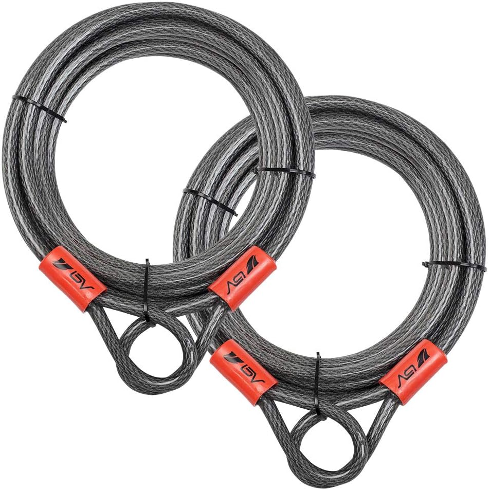 BV 7FT Heavy-Duty Security Cable Lock with Loops – Extra Thick 10mm (3/8") Braided Steel, Cut-Resistant & Weatherproof Wire Cable for Padlock, Gate, Bike, Motorcycle & Outdoor Equipment