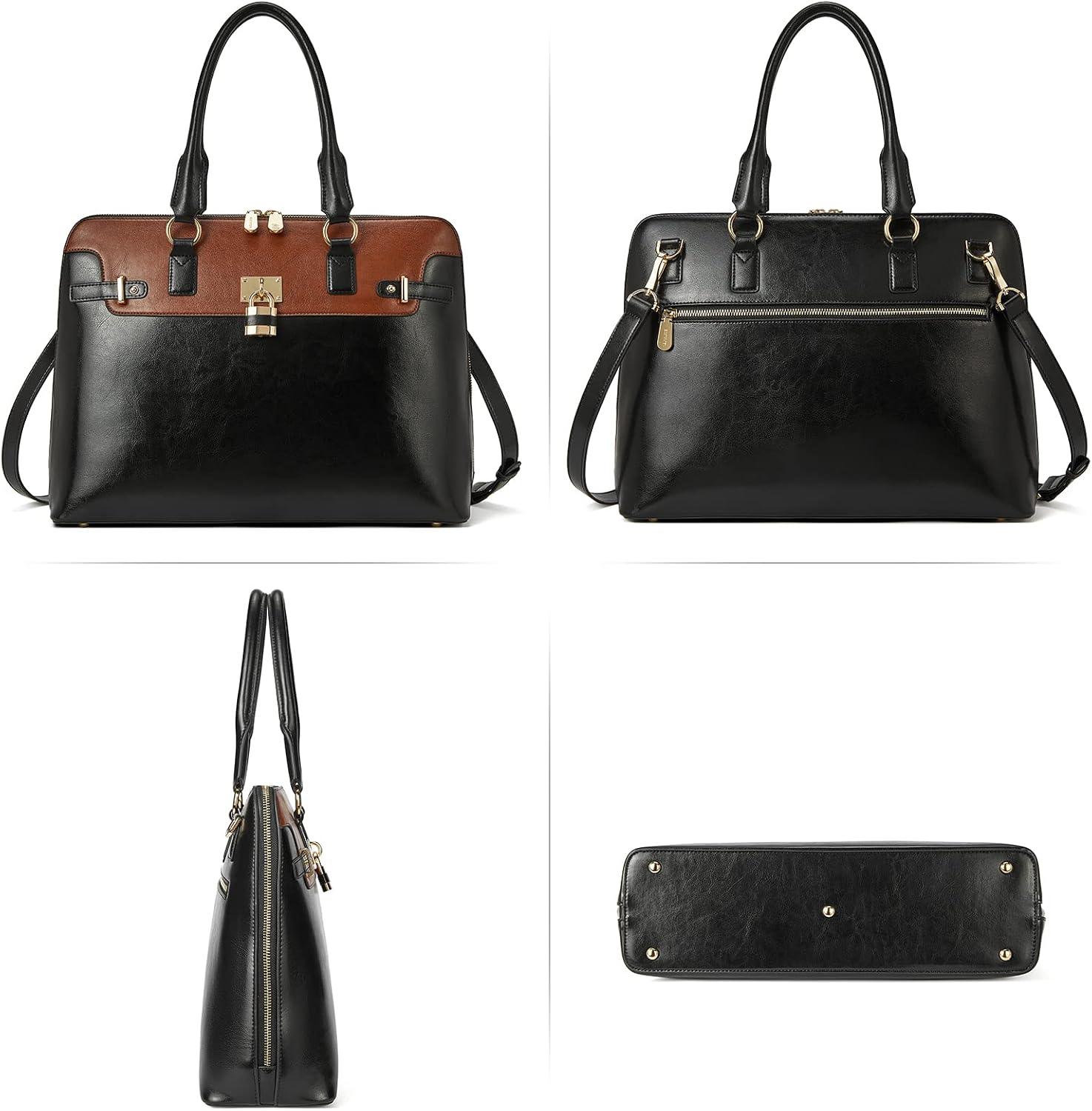 BOSTANTEN Briefcase for Women Leather 15.6 inch Laptop Shoulder Bag Office Work Crossbody Handbag