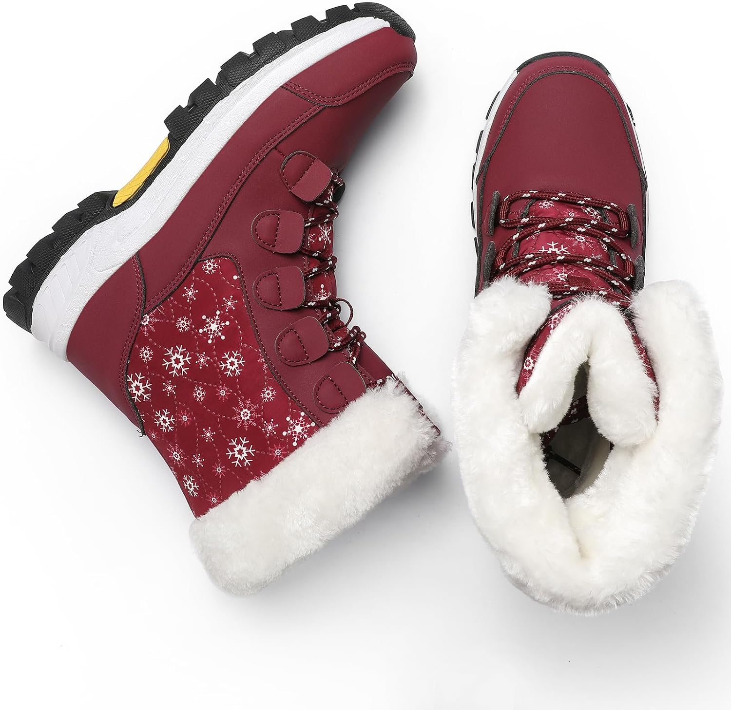 COOJOY Womens Waterproof Winter Snow Boots Warm Shoes Furry Mid Calf Lightweight Walking Hiking Booties