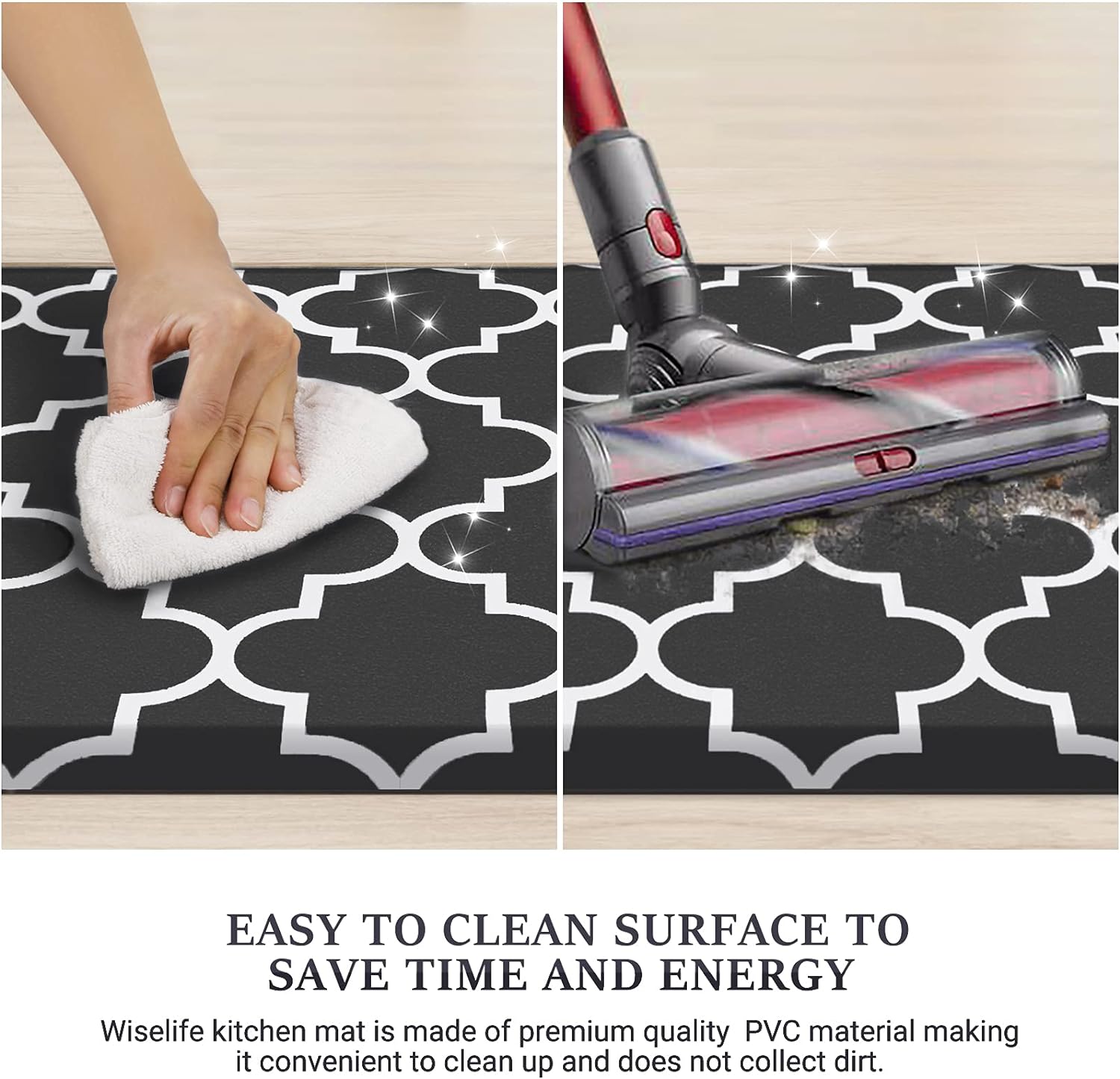 WISELIFE Kitchen Mats and Rugs Cushioned Anti-Fatigue, 17.3"x 60", Grey
