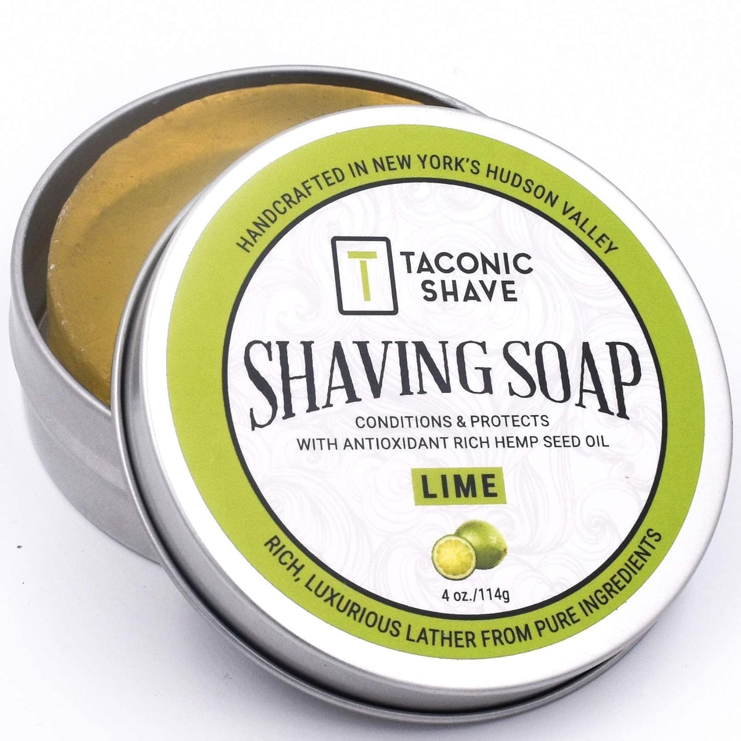 Taconic Lavender Natural Shaving Soap Puck, Rich Lather | Calming lavender aroma pairs with moisturizing natural oils to build rich protective lather for a comfortable wet shave.
