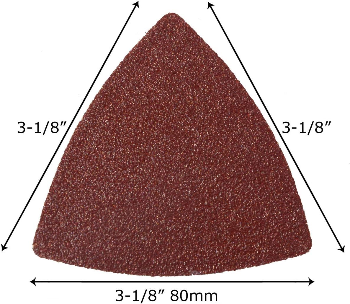 XXGO 55 Pcs 80mm 3-1/8 Inch Triangular Oscillating Multi Tool Sanding Pads | Assorted Grit , Hook & Loop Design , Strong Velcro , Best for Metal Wood Sanding