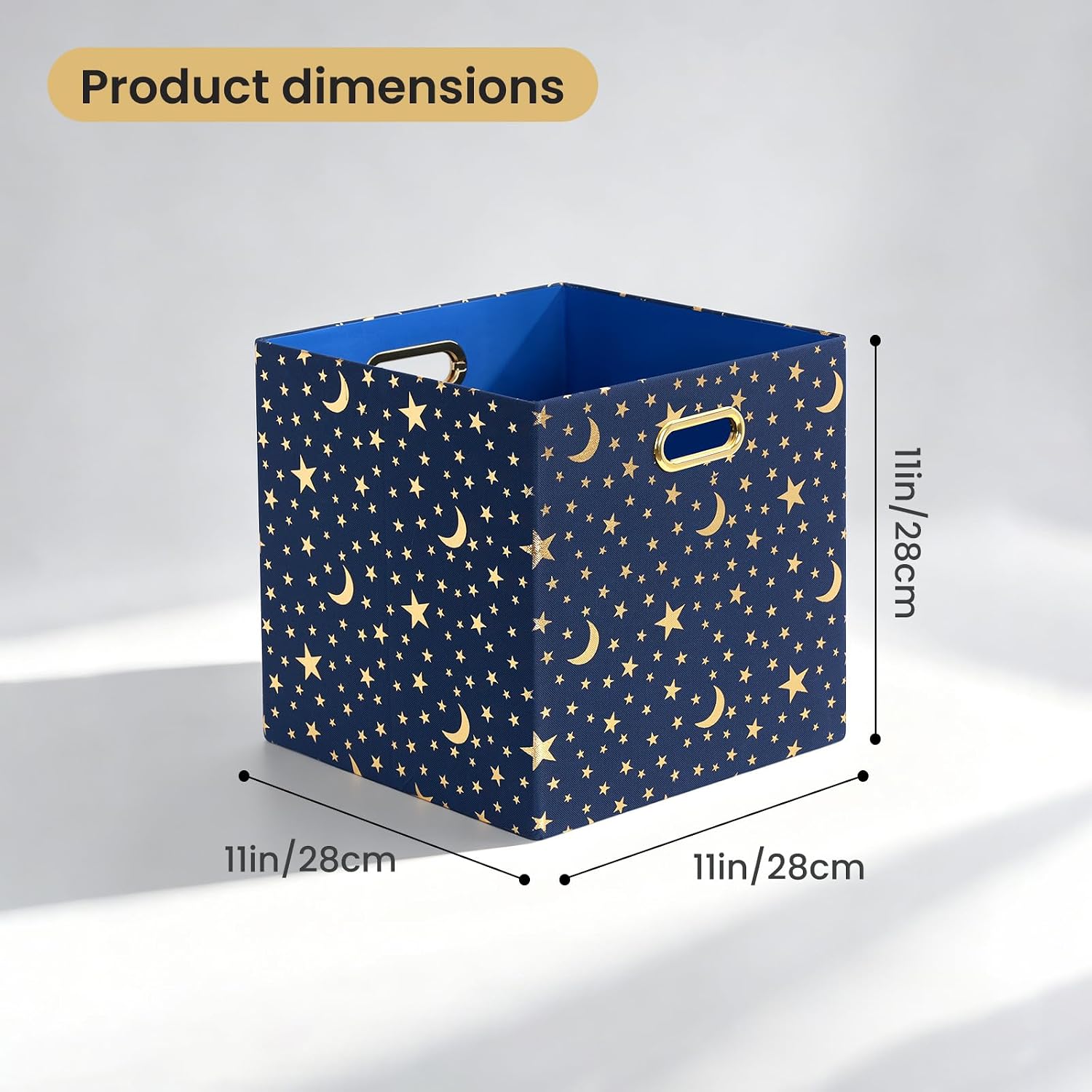 Posprica Storage Bins, Storage Cubes,13×13 Fabric Drawers Organizer Basket Boxes Containers (13×13×13/4pcs, Cream/gold geometry Pattern)