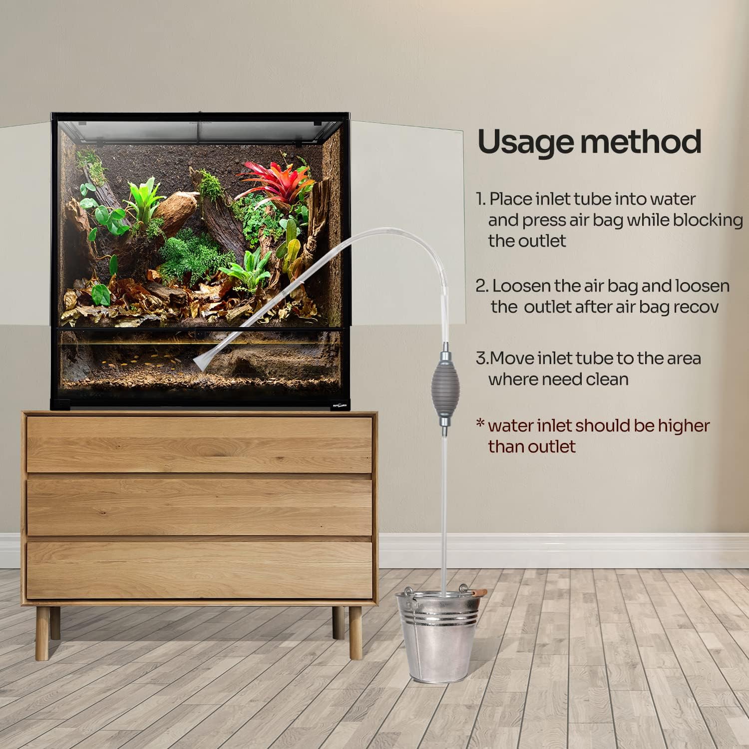 REPTI ZOO 85 Gallon Large Reptile Tank, Wide & Tall Tempered Glass Large Reptile Terrarium 47.2" x 17.7"x 23.6" for Tortoise Snake