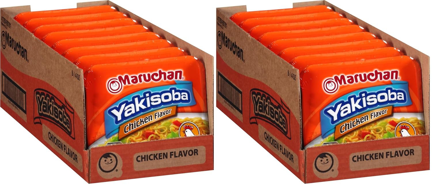 Maruchan Yakisoba, Spicy Chicken Flavor – Stir-Fried Japanese Instant Ramen Noodles, High Protein Microwavable Meal – 4.11 Oz. (8 Pack)
