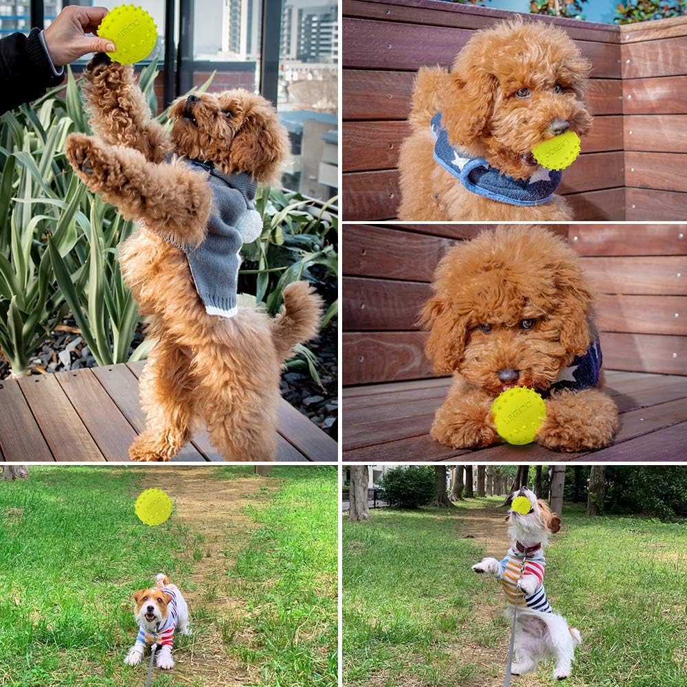 LaRoo Squeaky Dog Ball Toy,Durable Natural Rubber Squeaker Ball Throwing Training,Teeth Cleaning Chew Toy for Pet Medium and Large Dogs (3.5In Green)