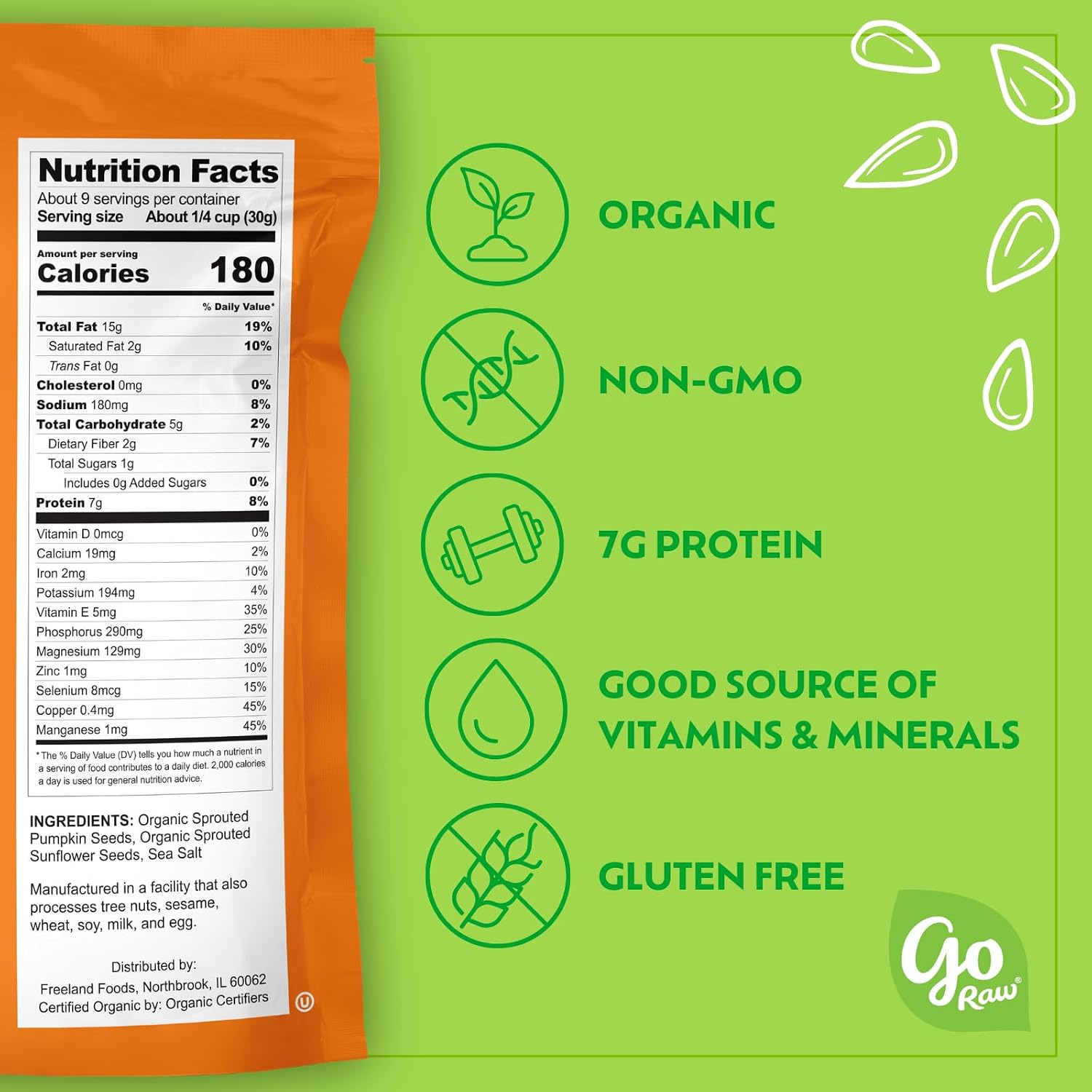 Go Raw Organic Sprouted Pumpkin Seeds - Sea Salted Pepita Snack | Keto, Non-GMO, Vegan, Gluten-Free, Kosher, Paleo, Protein-Packed Superfood, Healthy Vegan Snack for Adults and Kids, 14oz Bag