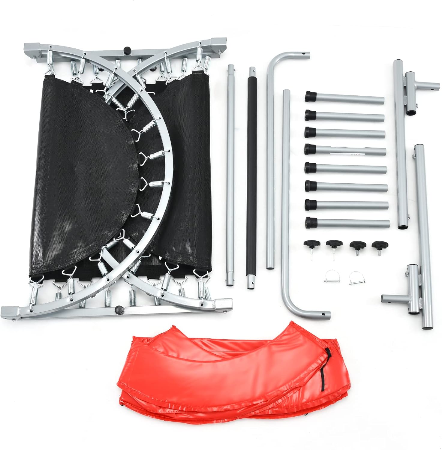 Giantex Mini Trampoline, 2 Persons Foldable Fitness Trampoline w/ 5 Levels Height Adjustable Handle, Max Load 330LBS