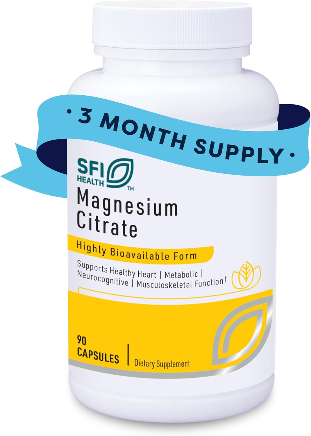 Klaire Labs SFI Health Magnesium Citrate Supplement, 90 Capsules | Supports Healthy Heart, Metabolic Function