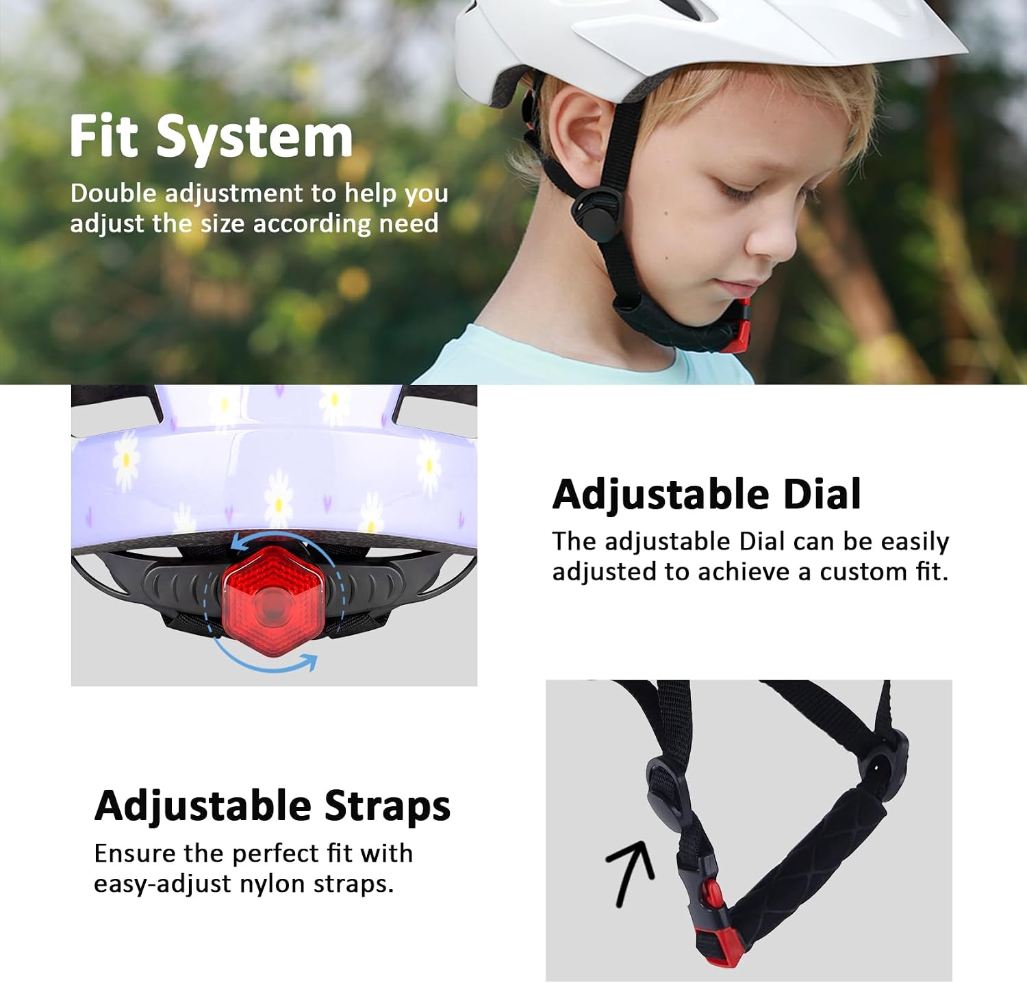Kids Bike Helmet, Toddler Youth Helmet for Boys Girls, Ages 3-5, 5-8, 8-14