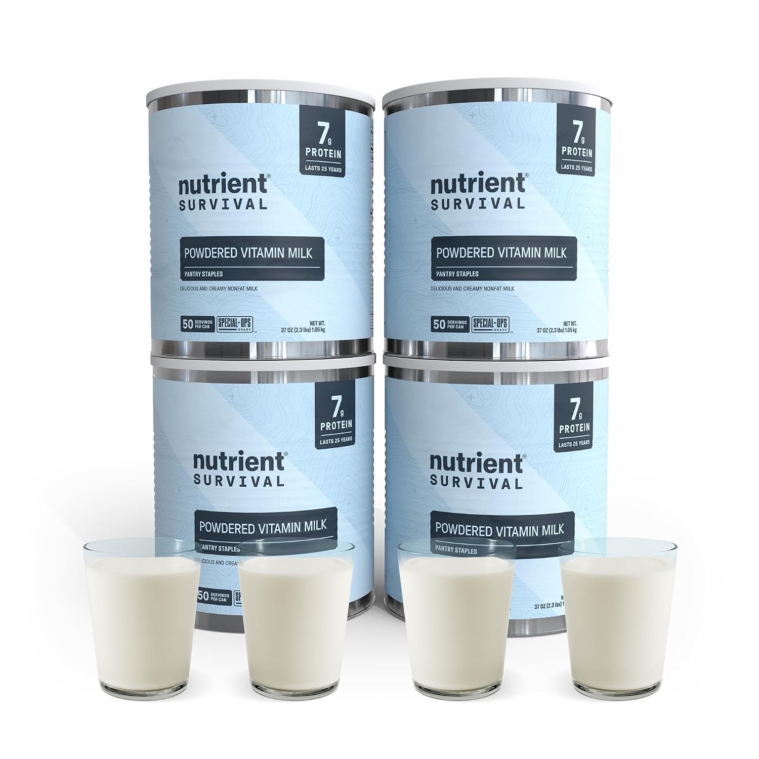 Nutrient Survival Vitamin Powdered Milk, Freeze Dried Prepper Supplies & Emergency Food Supply, 21 Essential Nutrients, Soy & Gluten Free