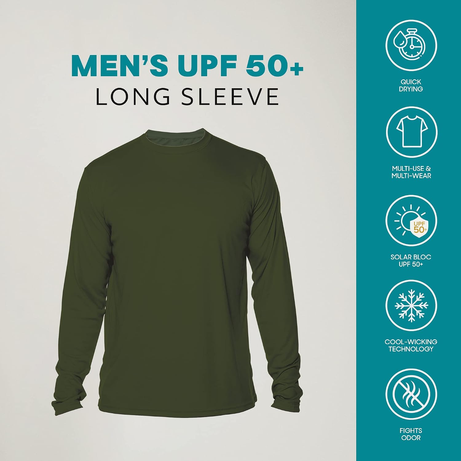 Vapor Apparel Men's Outdoor UPF 50+ Long Sleeve T-Shirt, UV Sun Protection for Fishing, Running, Hiking, Swimming