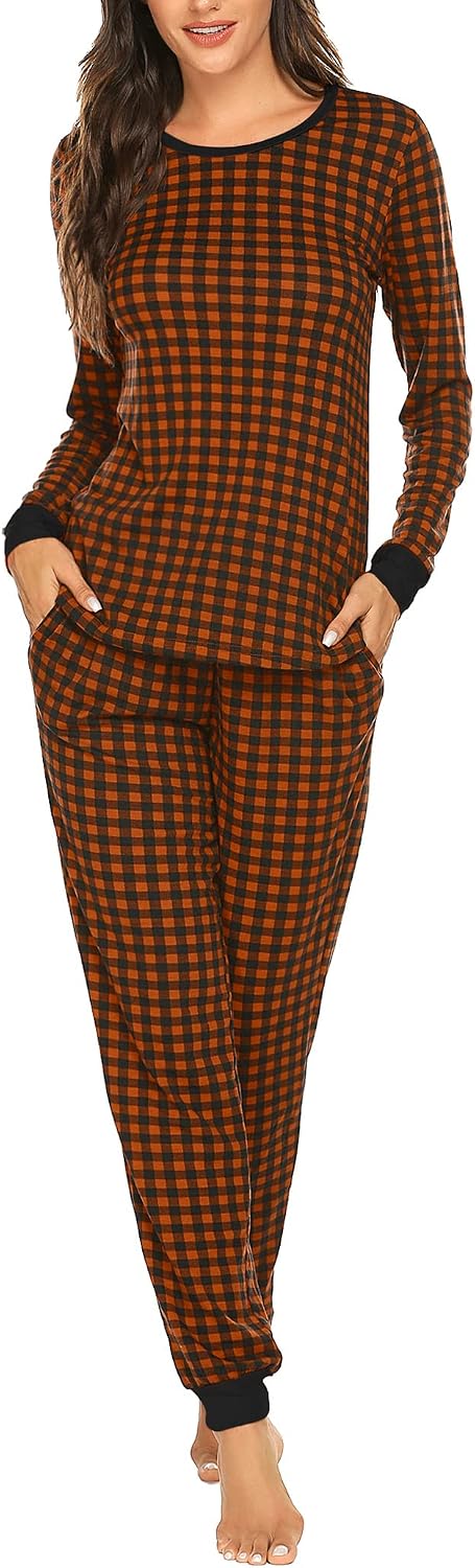 Ekouaer Womens Pajamas Sets Long Sleeve Tops with Jogger Pants