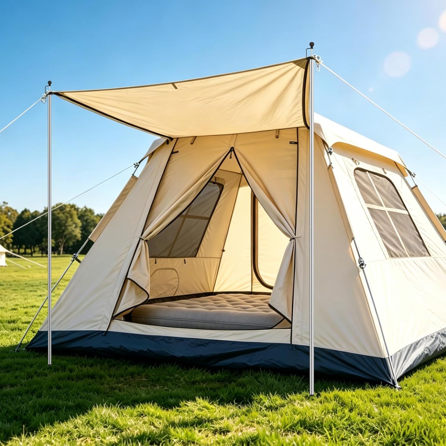 SANLIKE 2 Sets Tarp Poles 95in Telescoping Stainless Steel Tent Poles