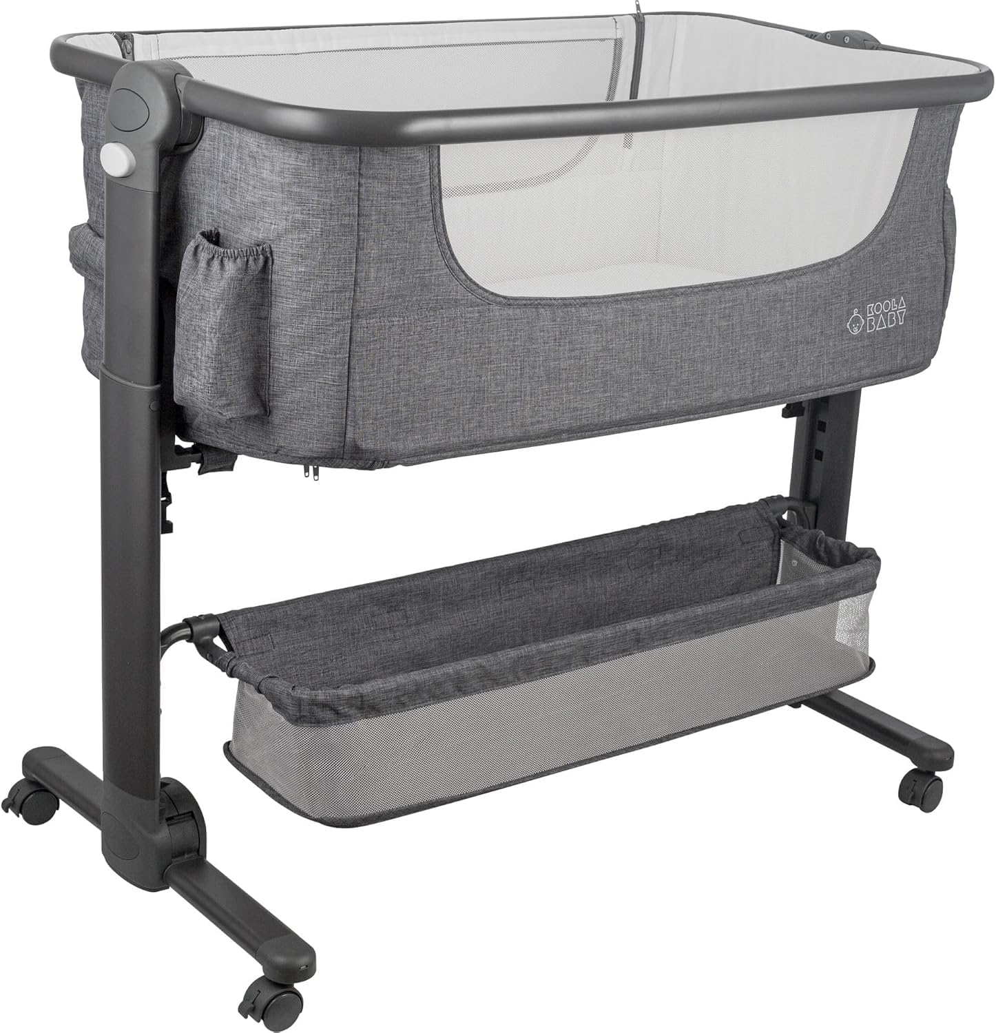 KoolerThings Baby Bassinet, Bedside Sleeper for Baby, Easy Folding Portable Crib with Storage Basket for Newborn, Bedside Bassinet