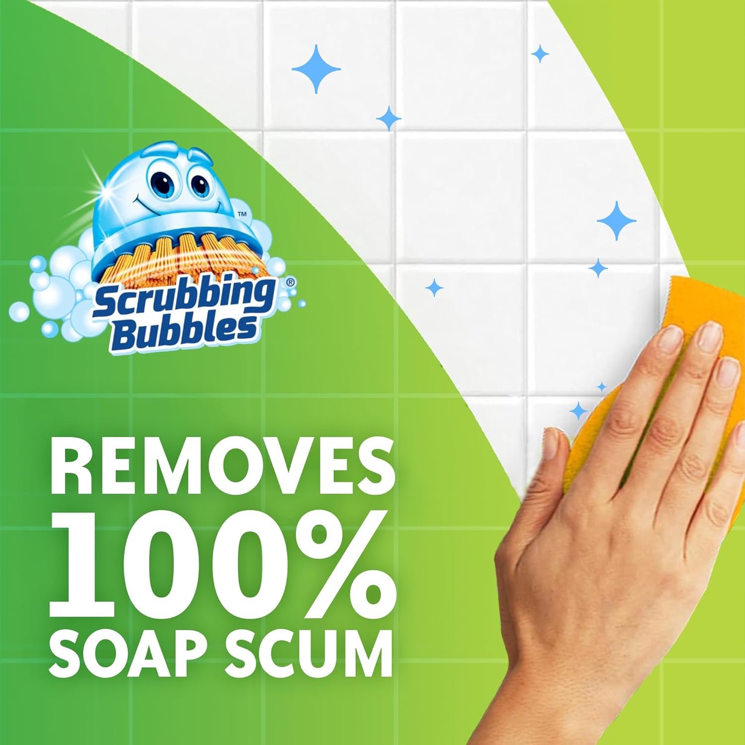 Scrubbing Bubbles Mega Bathroom and Shower Cleaner Spray, Foaming Action Removes Limescale and Soap Scum, Rainshower Scent, 32oz