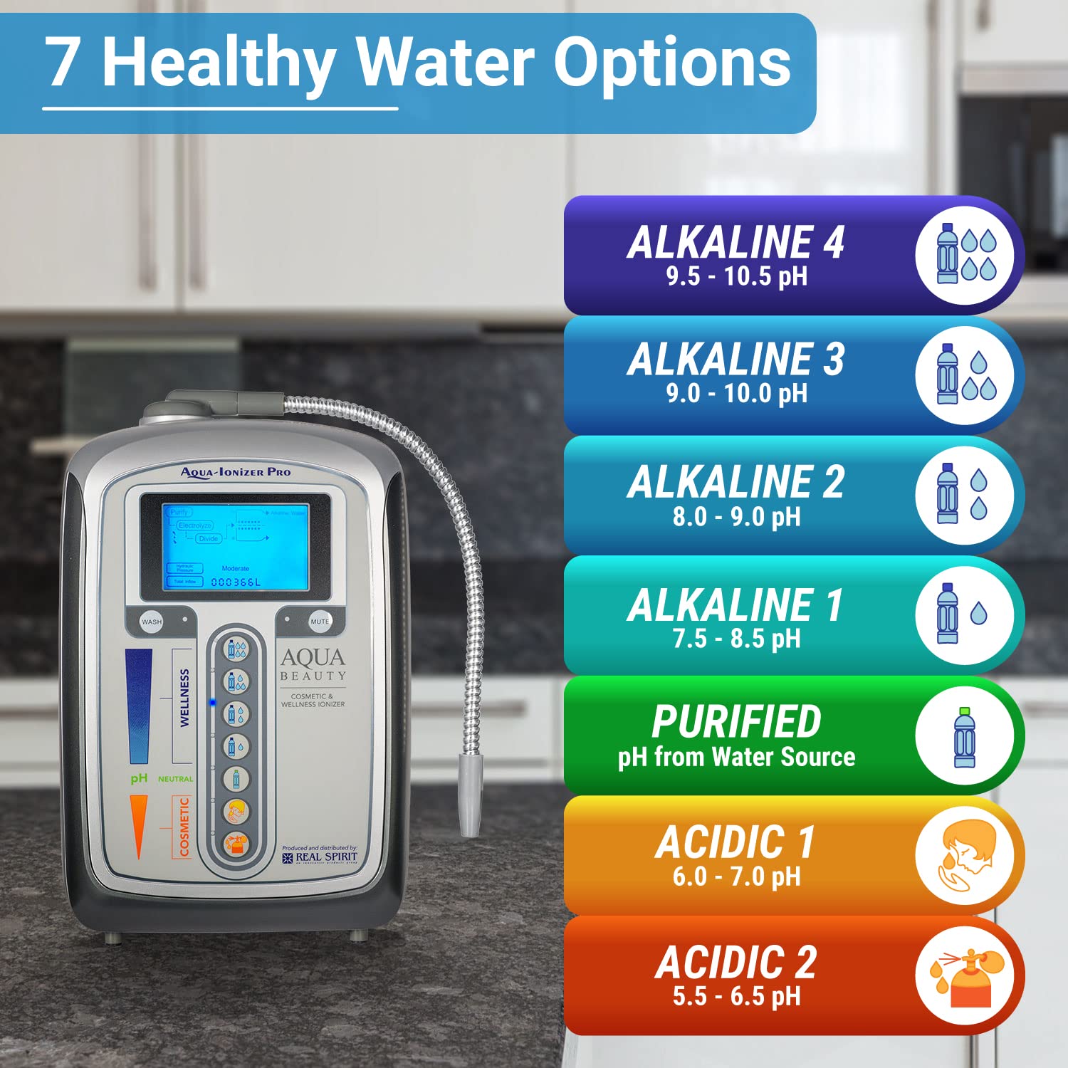 Aqua Ionizer Deluxe 5.0 | Water Ionizer | 7 Water Settings | Home Alkaline Water Filtration System | Produces pH 4.5-10.5 Alkaline Water | Up to