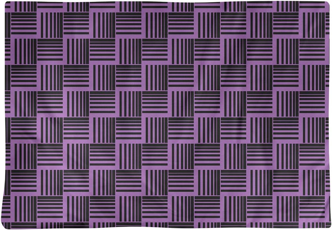 Dana Strider Black & Color Basketweave Stripes Table Placemat, 18 x 14, Violet