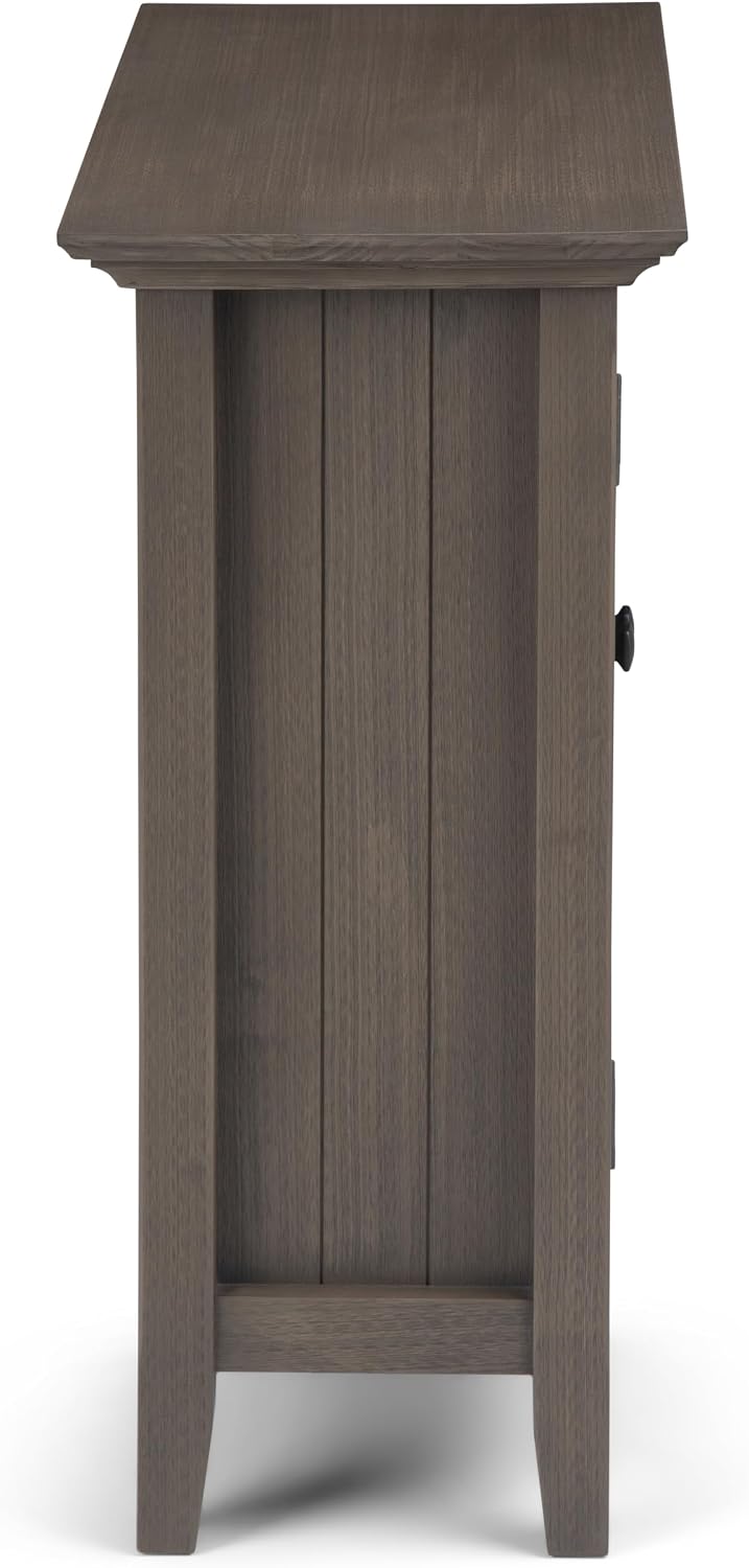 SIMPLIHOME Bedford 62" Wide Solid Wood Sideboard in Brunette Brown | Transitional low media console with glass doors and storage shelves for the living room, entryway or dining room.