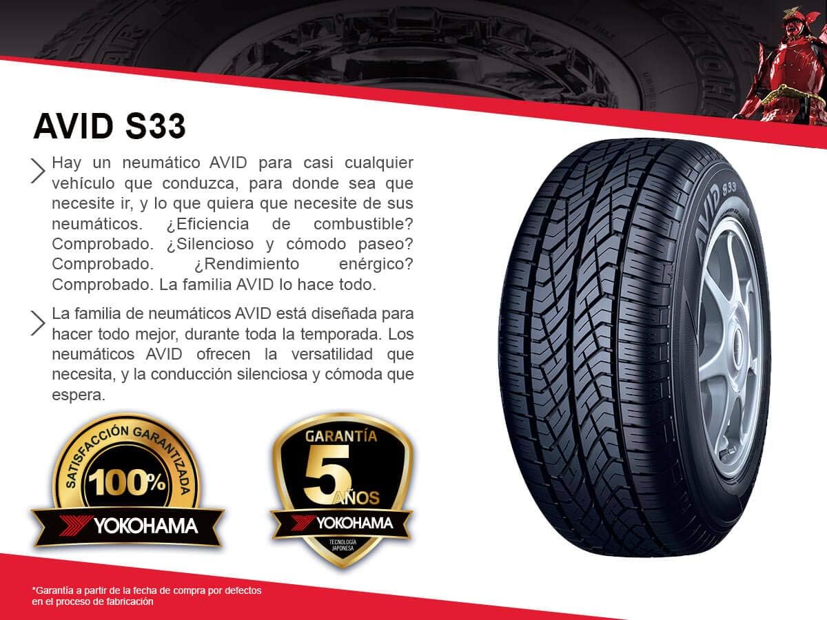Yokohama 225/65SR17 102T AVID S33B BW A/S | Truck/SUV Touring All Season Traction 102T Rated Standard Load Radial Construction Black Sidewall Tire